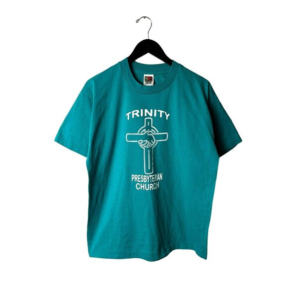 Trinity Presbyterian Church T Shirt Vintage 90s Medium M Adult Blue Graphic Tee - Picture 1 of 16